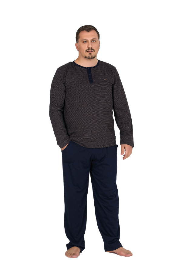 Resim 3745 JAKARLI  ERKEK UZUN KOL BATTAL PİJAMA TK.